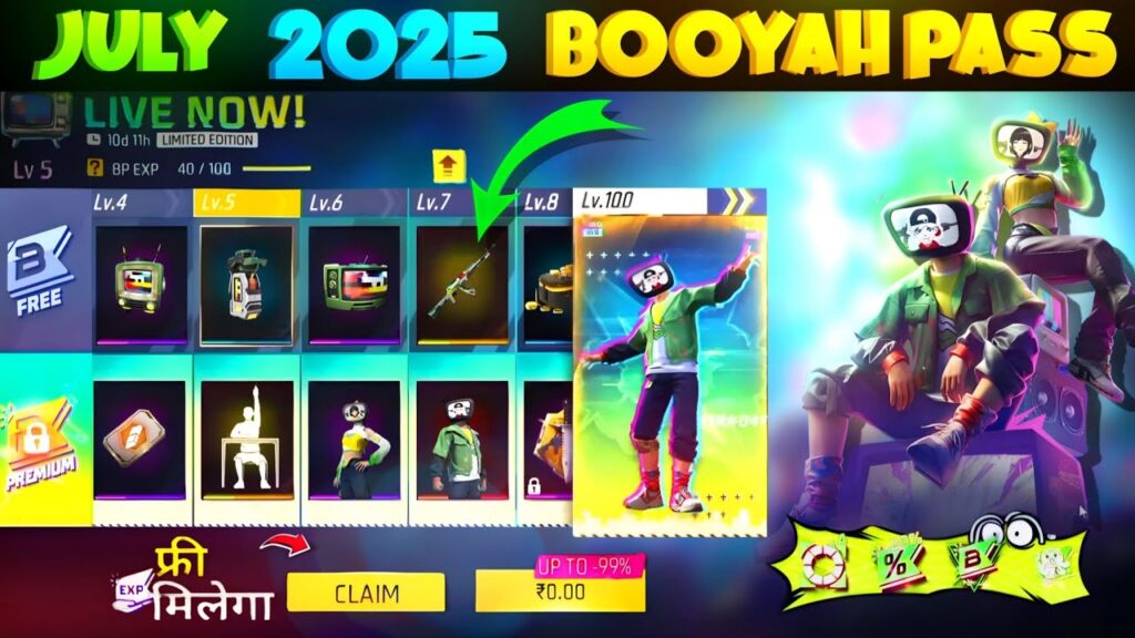 Free Fire july 2025 booyah pass