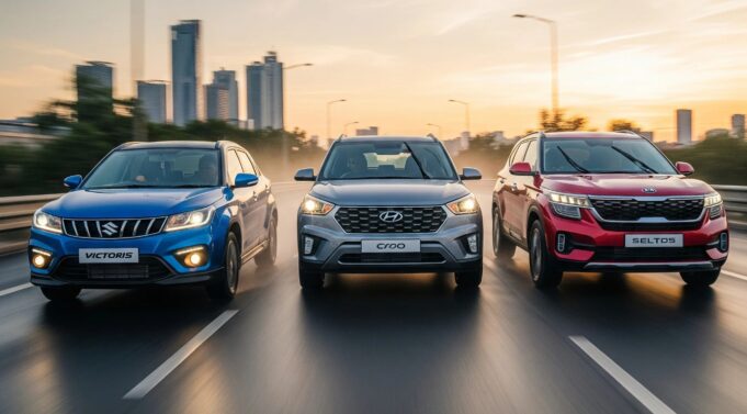 Maruti Victoris vs Hyundai Creta vs Kia Seltos Maruti Victoris vs Hyundai Creta vs Kia Seltos