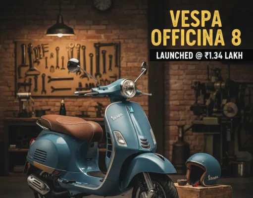 Vespa Officina 8 Price Reveal: भारत में लॉन्च हुआ रेट्रो लुक वाला धांसू स्कूटर, ₹1.34 लाख में मिलेंगे प्रीमियम फीचर्स; देखें Exclusive डिटेल्स Vespa Officina 8